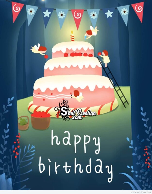 Happy Birthday Big Cake Card - SmitCreation.com