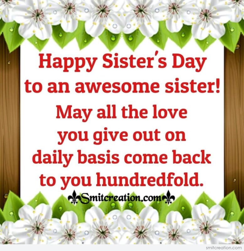 Happy Sister's Day To An Awsome Sister - SmitCreation.com