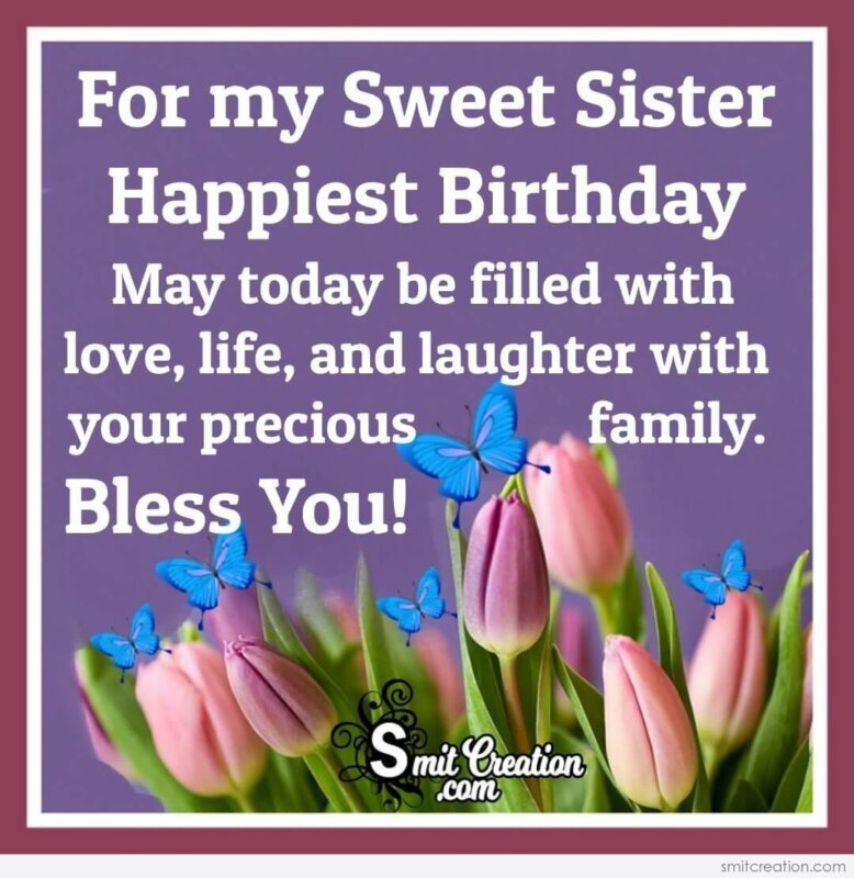 Happy Birthday Image For my Sweet Sister - SmitCreation.com