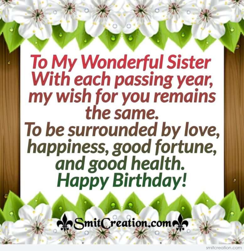 Happy Birthday To My Wonderful Sister - SmitCreation.com