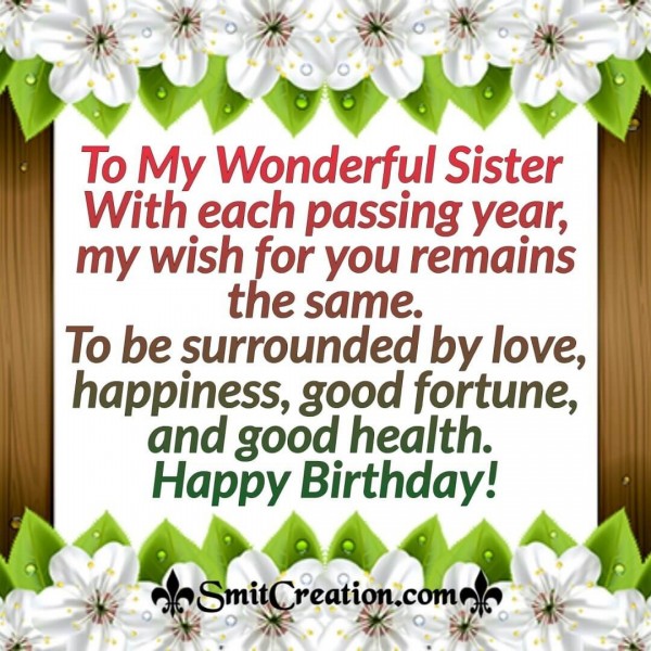 Happy Birthday To My Wonderful Sister