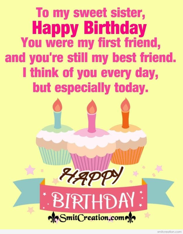 Happy Birthday Wishes To My Sweet Sister! - SmitCreation.com