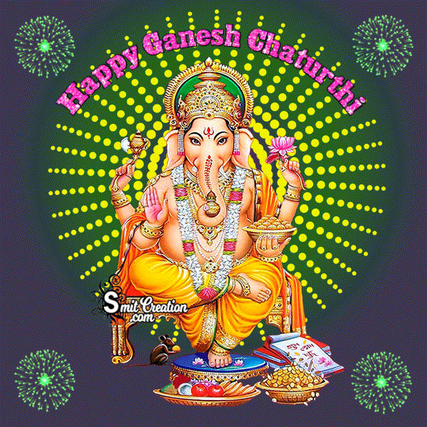 Happy Ganesh Chaturthi Fireworks Gif Image