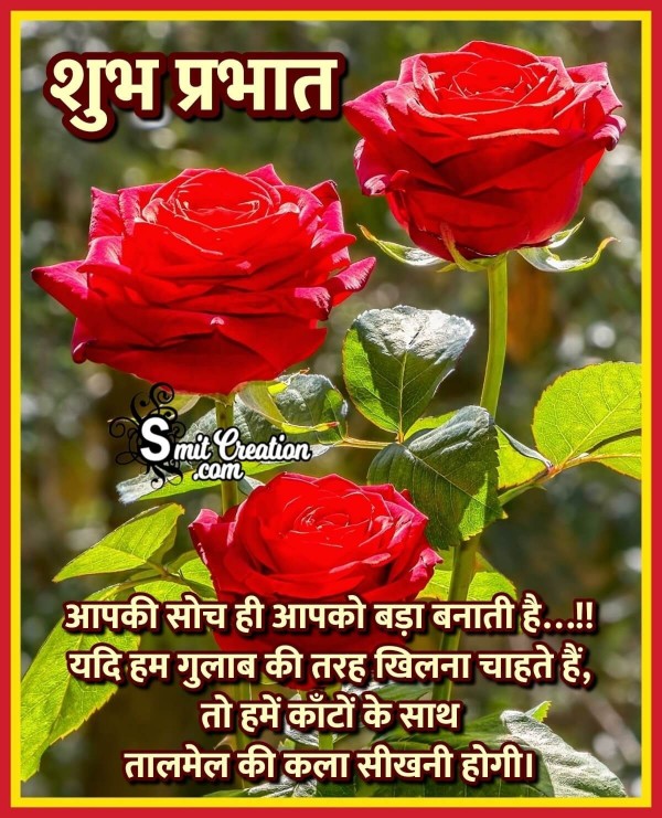 Shubh Prabhat Suvichar Message With Rose
