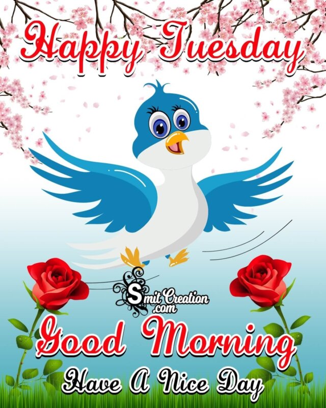 Happy Tuesday Good Morning Blue Bird - SmitCreation.com