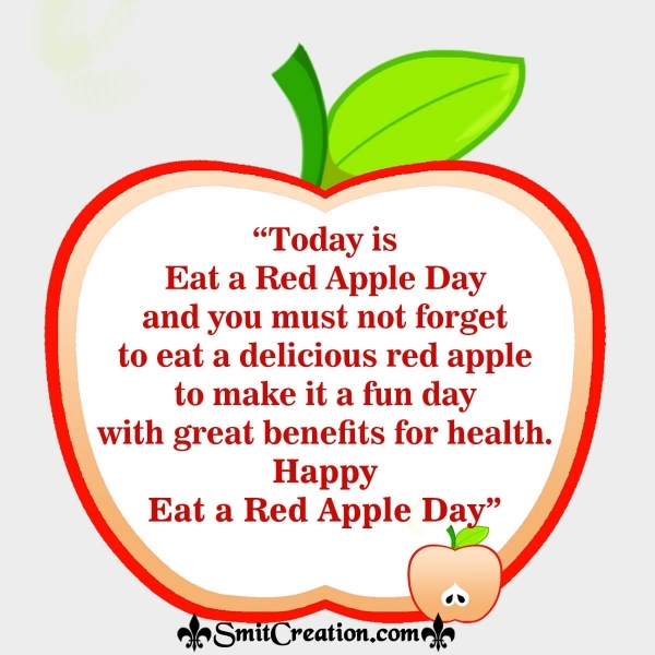 Eat A Red Apple Day Message Image