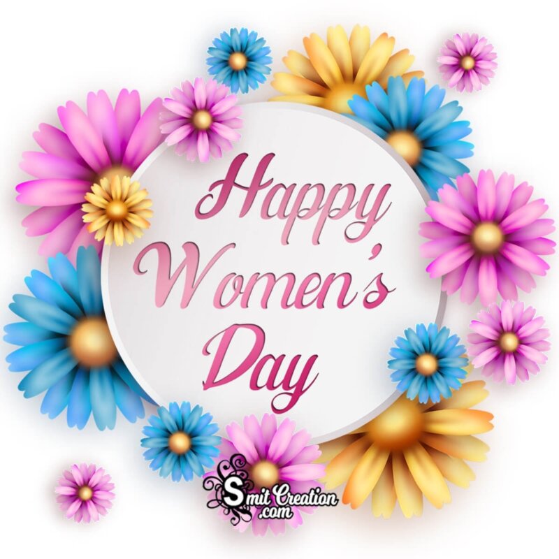 Happy Women's Day Coloured Flowers Image - SmitCreation.com