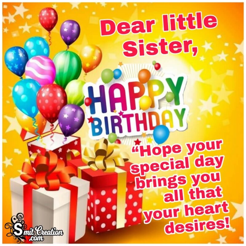 Happy Birthday Wish To Dear Little Sister - SmitCreation.com