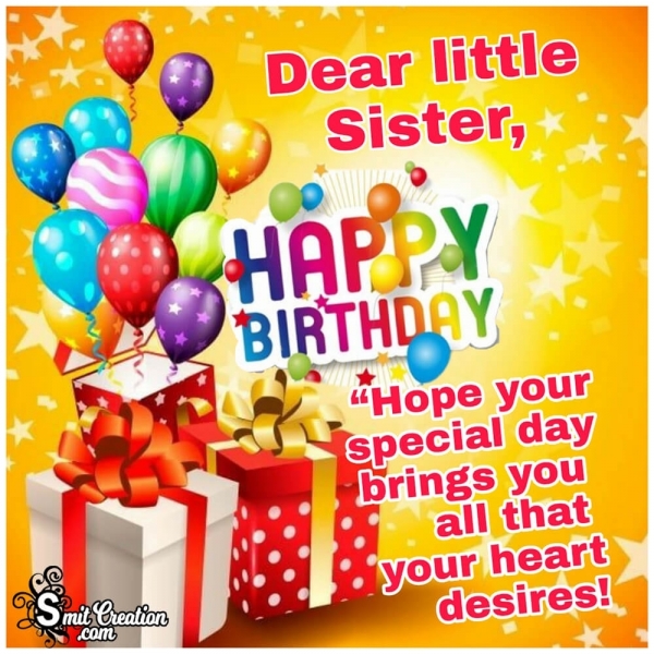 Happy Birthday Wish To Dear Little Sister