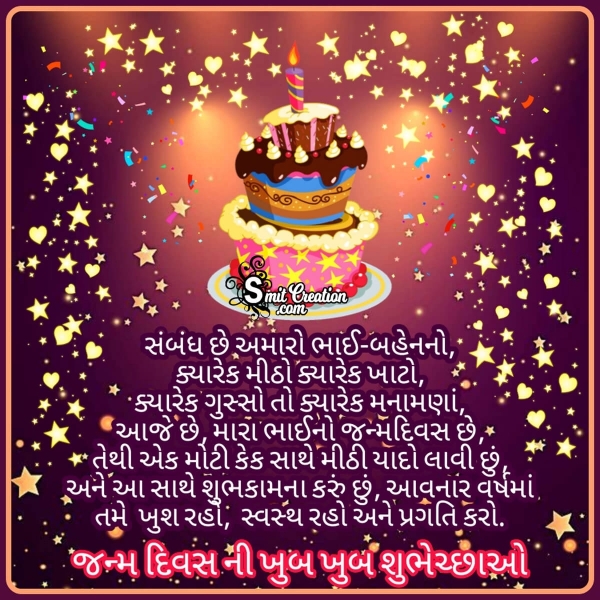 Birthday Wish Image For Brother In Gujarati