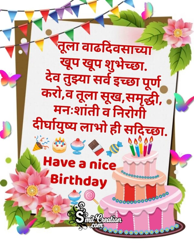 Happy Birthday Marathi Wish Image - SmitCreation.com