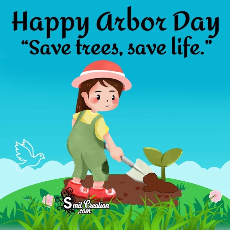 Happy Arbor Day Save Trees Slogan 