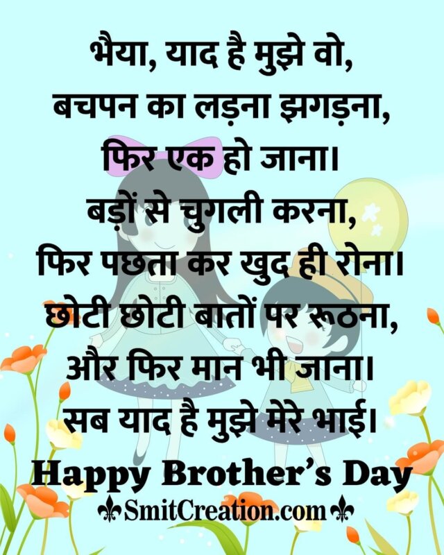 Happy Brother's Day Hindi Shayari From Sister 