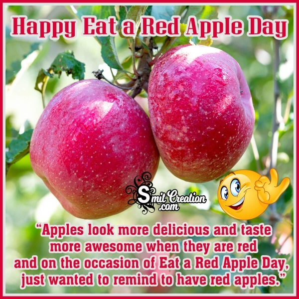 Happy Eat a Red Apple Day Quote Image