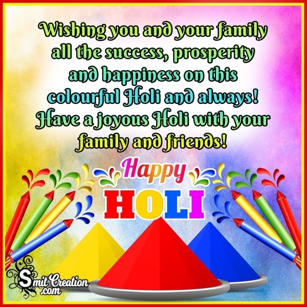Holi Wish Image For Family And Friends