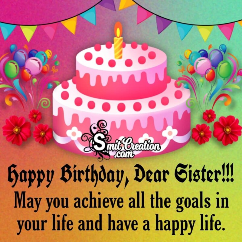 Happy Birthday Dear Sister Wish - SmitCreation.com