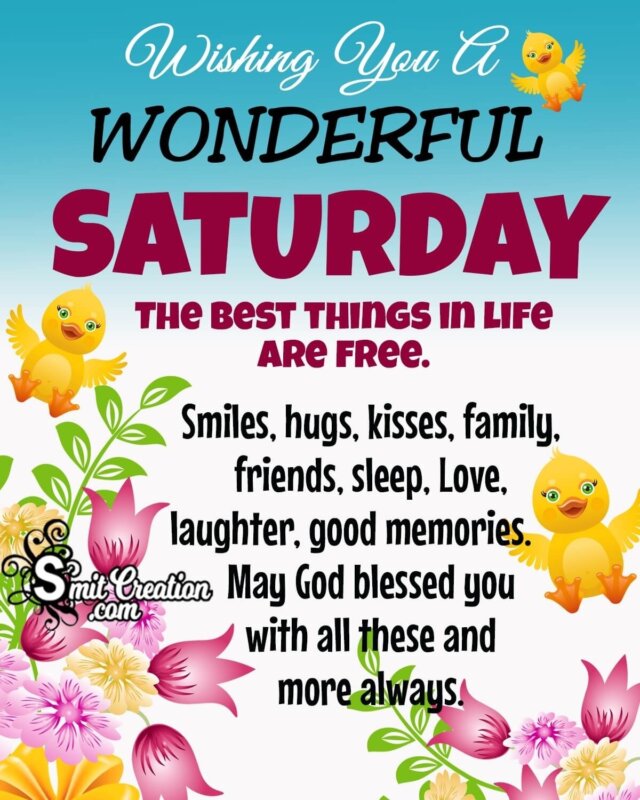 Happy Saturday With Smiles, Hugs And Kisses - SmitCreation.com
