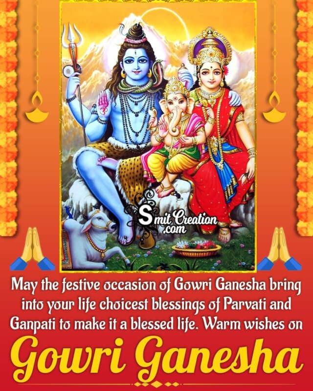 Gowri Ganesha Blessing Wish Picture - SmitCreation.com