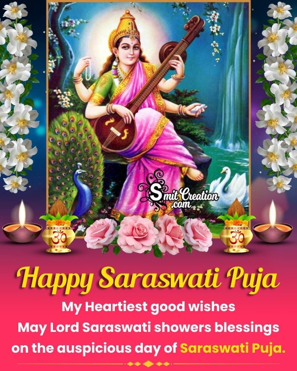Happy Saraswati Puja Greeting Picture