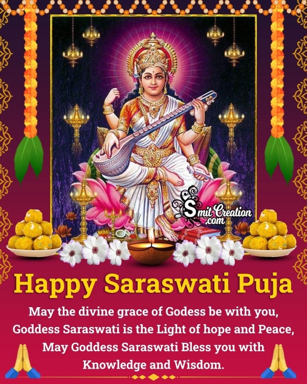 Happy Saraswati Puja Meesage Photo