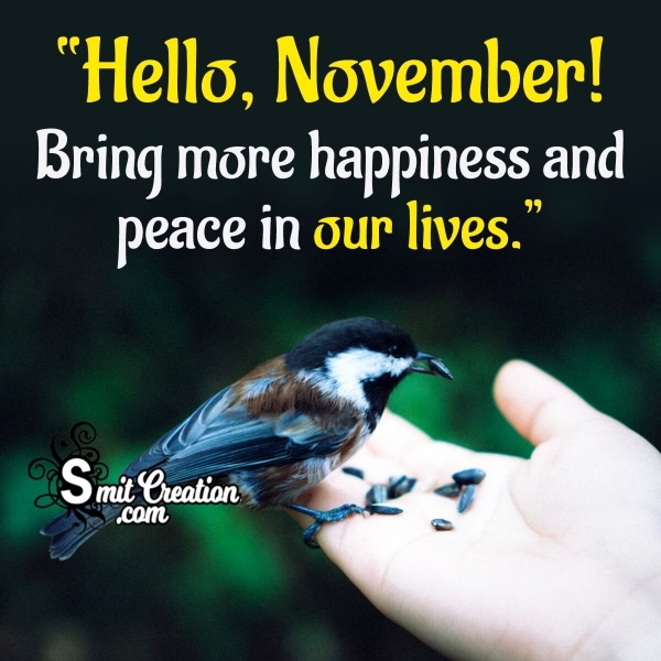 Hello November! Bring More Happiness And Peace In Our Lives.