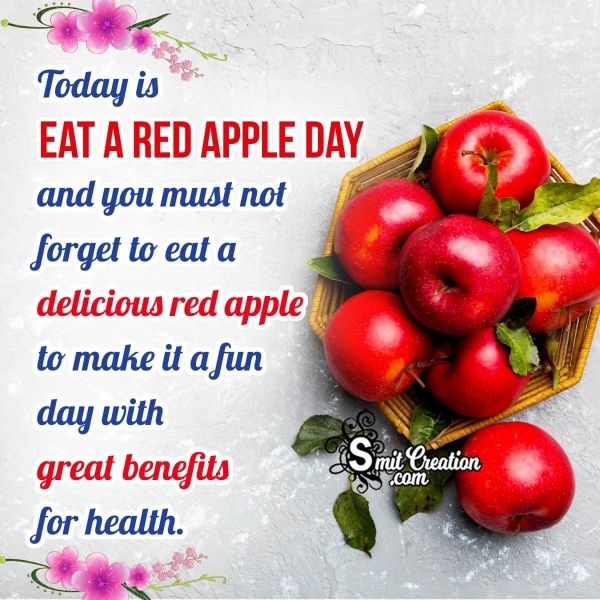Happy Eat A Red Apple Day Message Pic