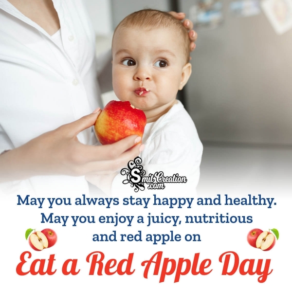 Happy Eat A Red Apple Day Message Picture