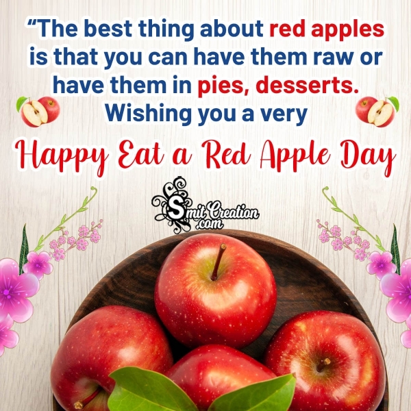 Happy Eat A Red Apple Day Quote Pic