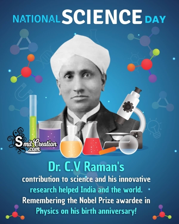 Tribute Message Pic To DR. C.V Raman On National Science Day