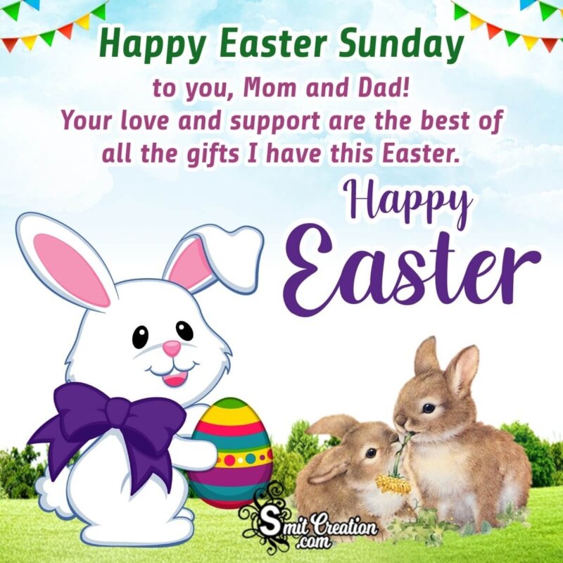 Happy Easter Sunday Wish Image For Mom And Dad - SmitCreation.com