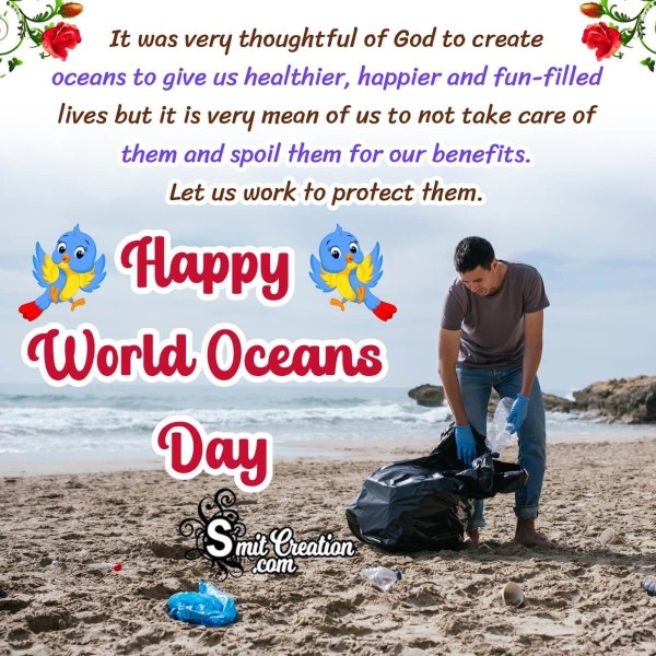 Wonderful World Oceans Day Message Pic