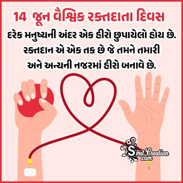 14 June World Blood Donor Day Message Image In Gujarati