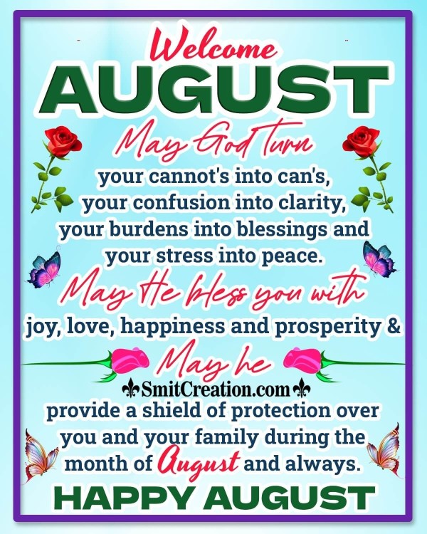 Welcome Happy August  Greetings