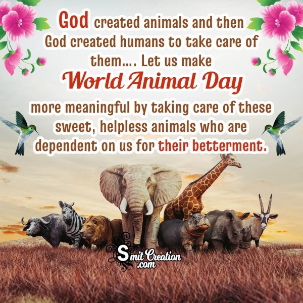 Happy World Animal Day Quote Pic