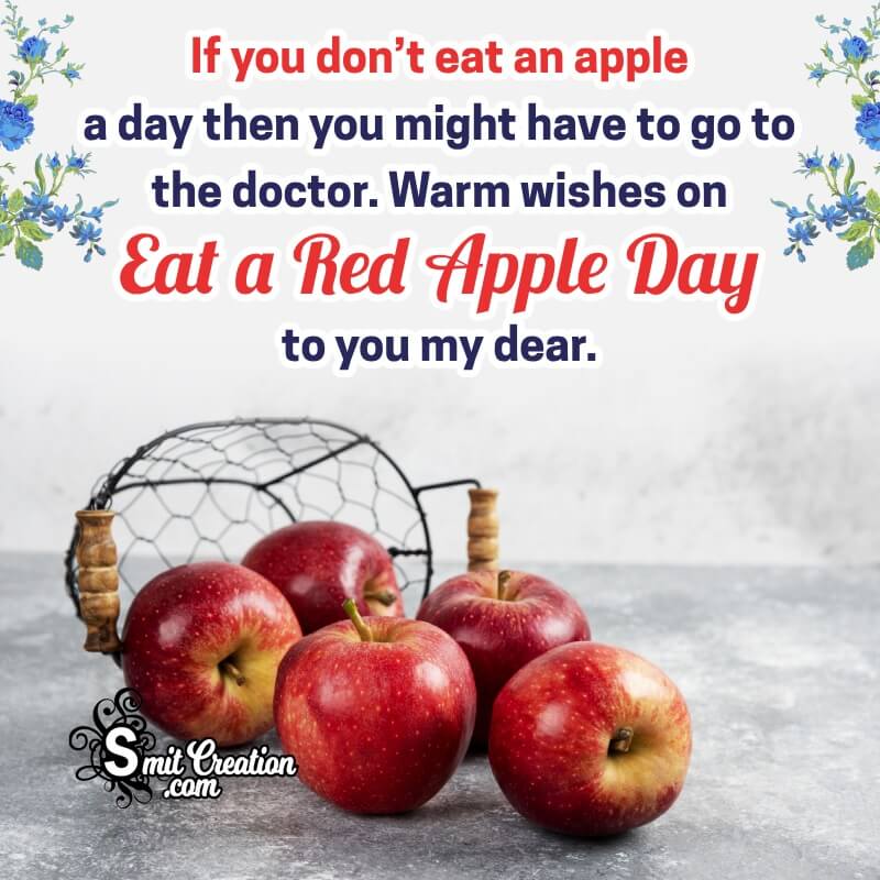 Eat A Red Apple Day Wish Image