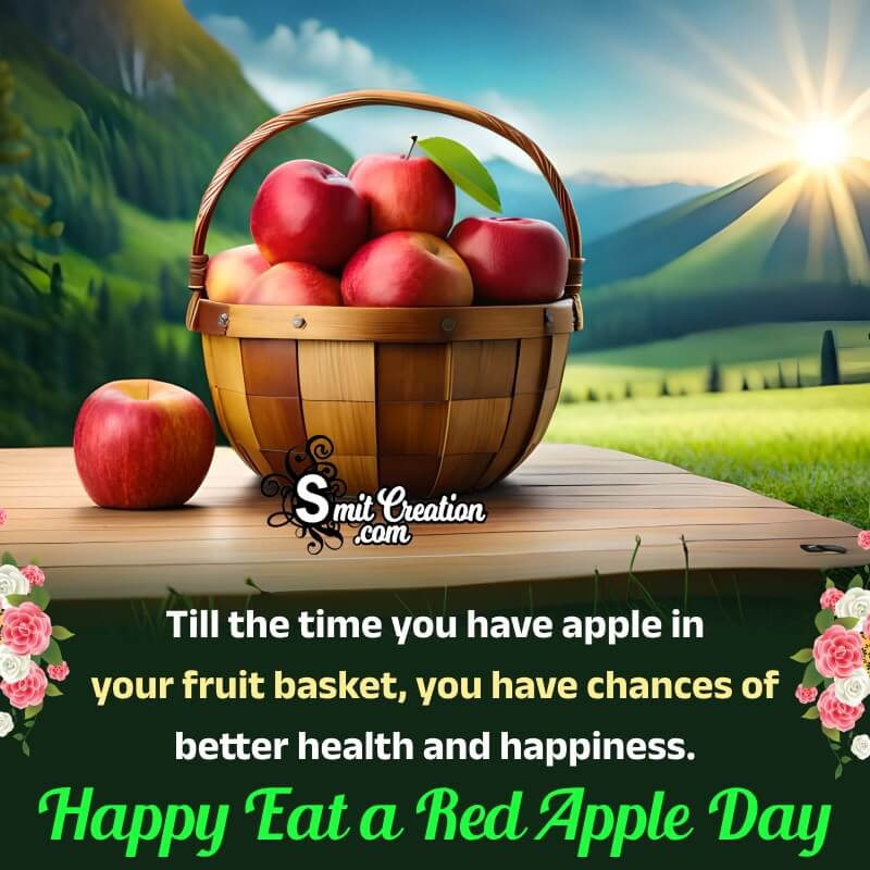 Happy Eat A Red Apple Day Status Image