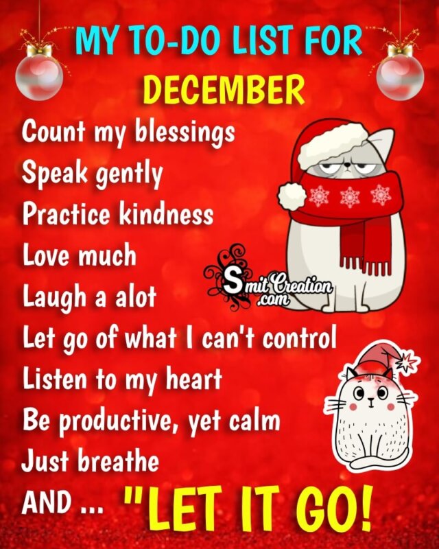 To Do List For December Month Message