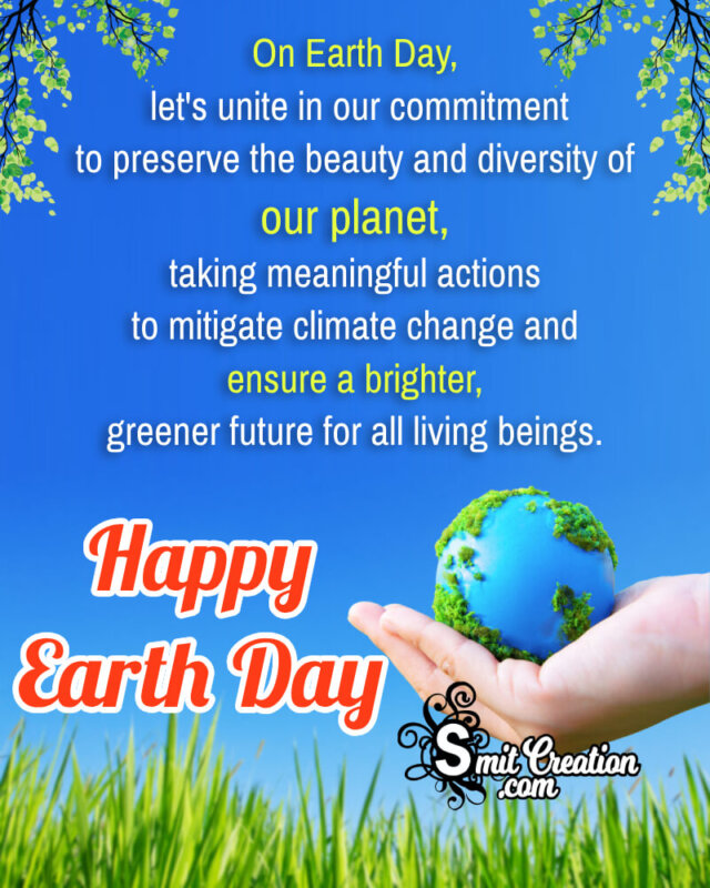 Hapyy Earth Day Wonderful Message Pic