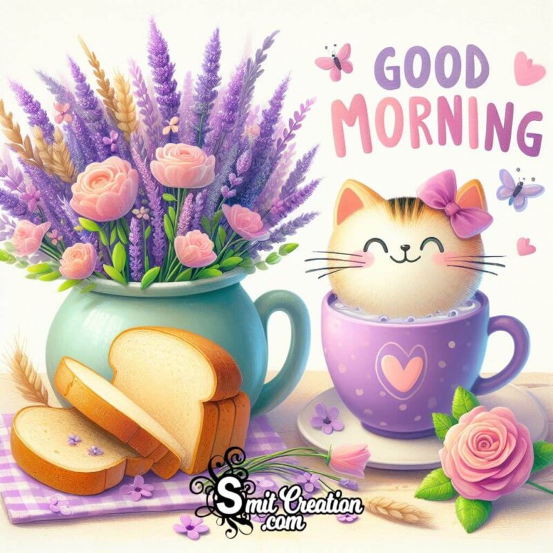 Breakfast Good Morning Pic With Cat And Coffee Cup