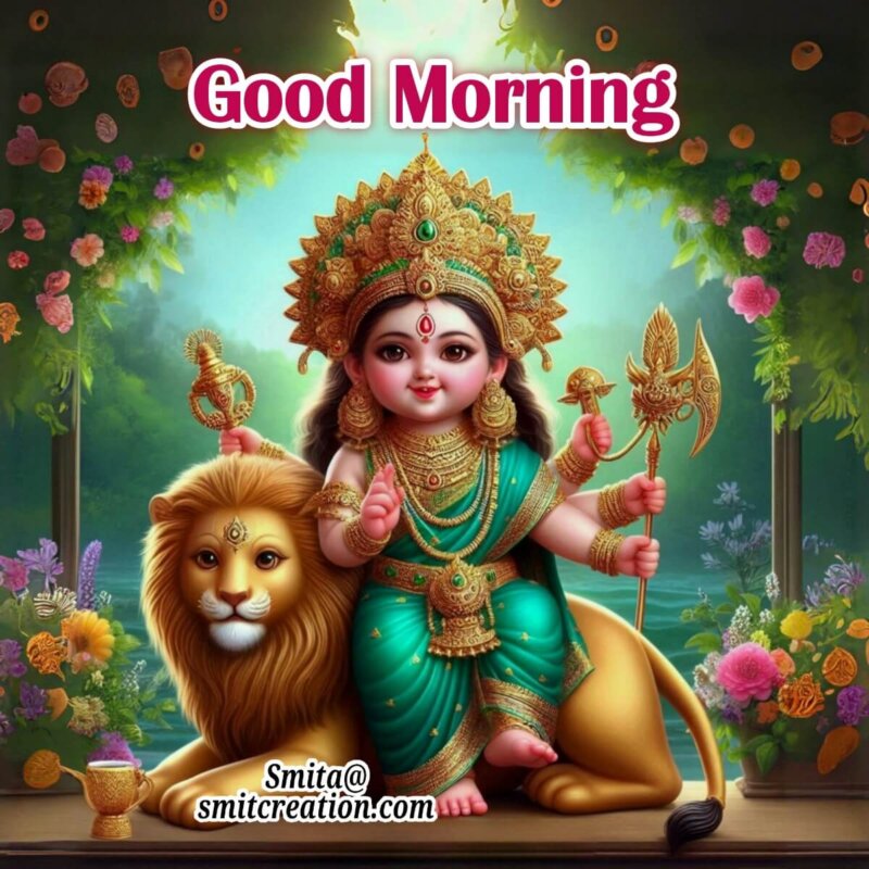 Morning Baby Maa Durga Sitting On Lion Photo