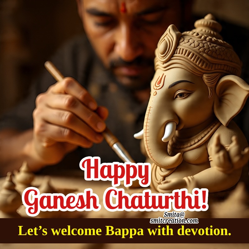 Clay Ganesh Idol Painting Image