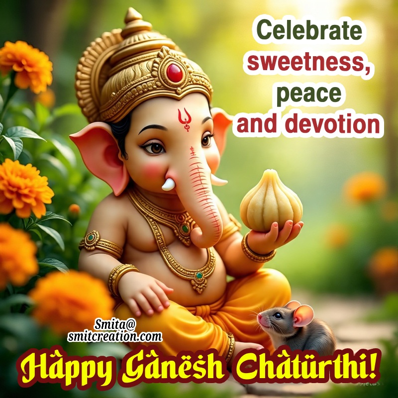 Mouse And Modak With Lord Ganesha On Ganesh Chaturthi Image