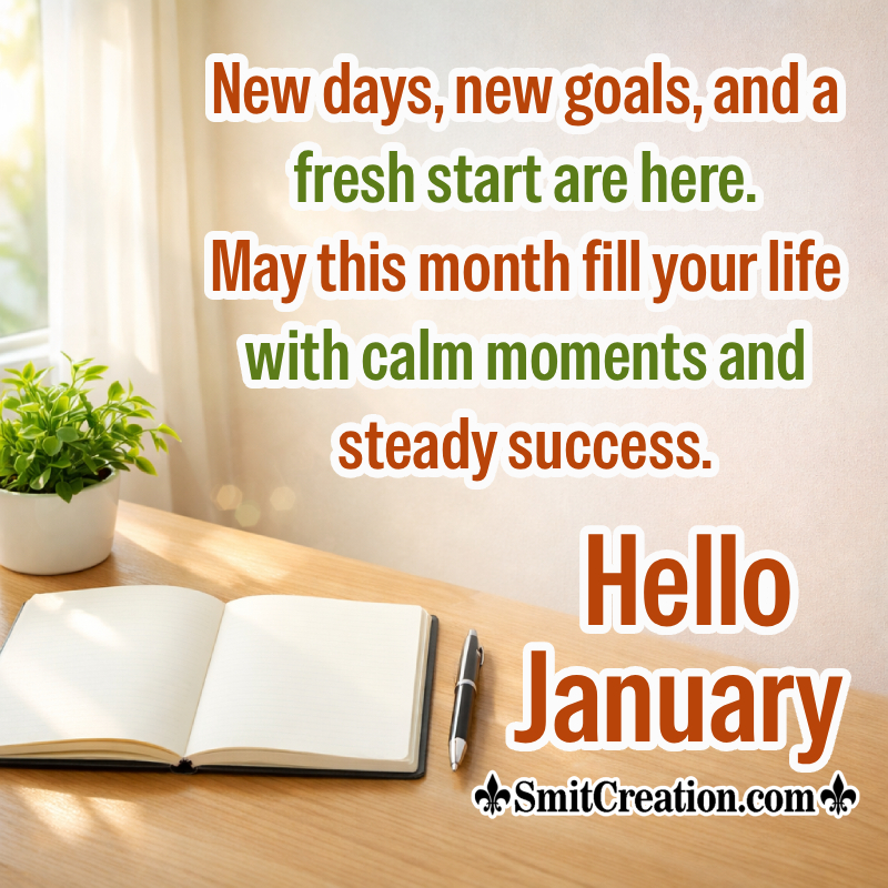Hello January Month Wonderful Greeting Photo