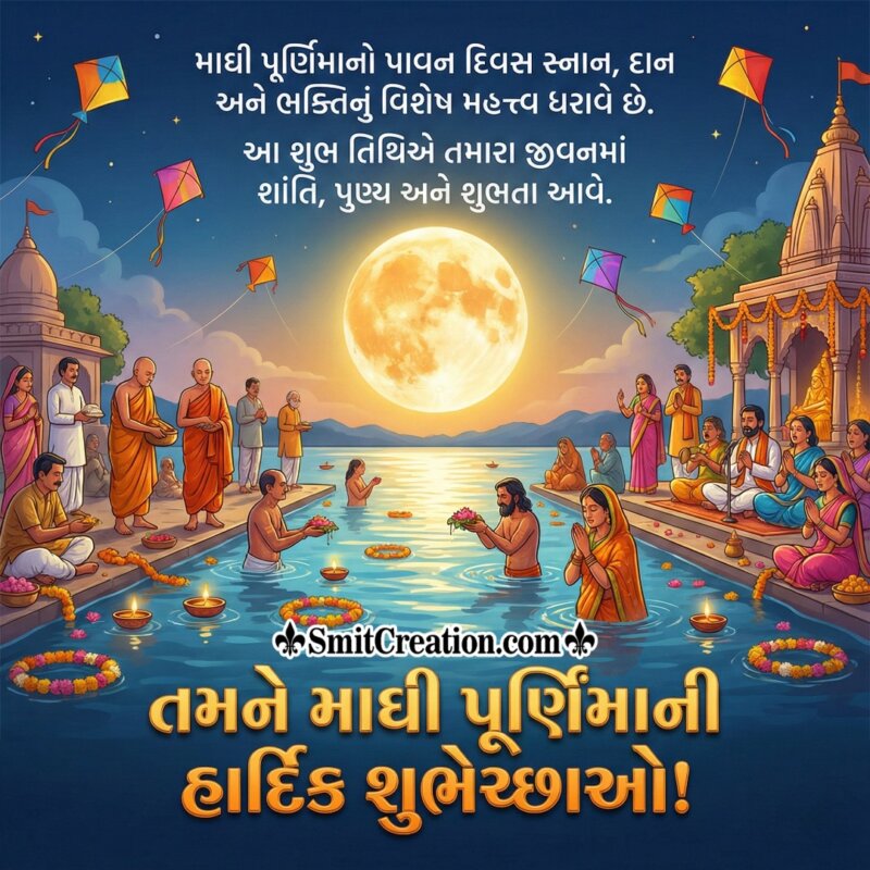 Happy Maghi Purnima Gujarati Wishes Image