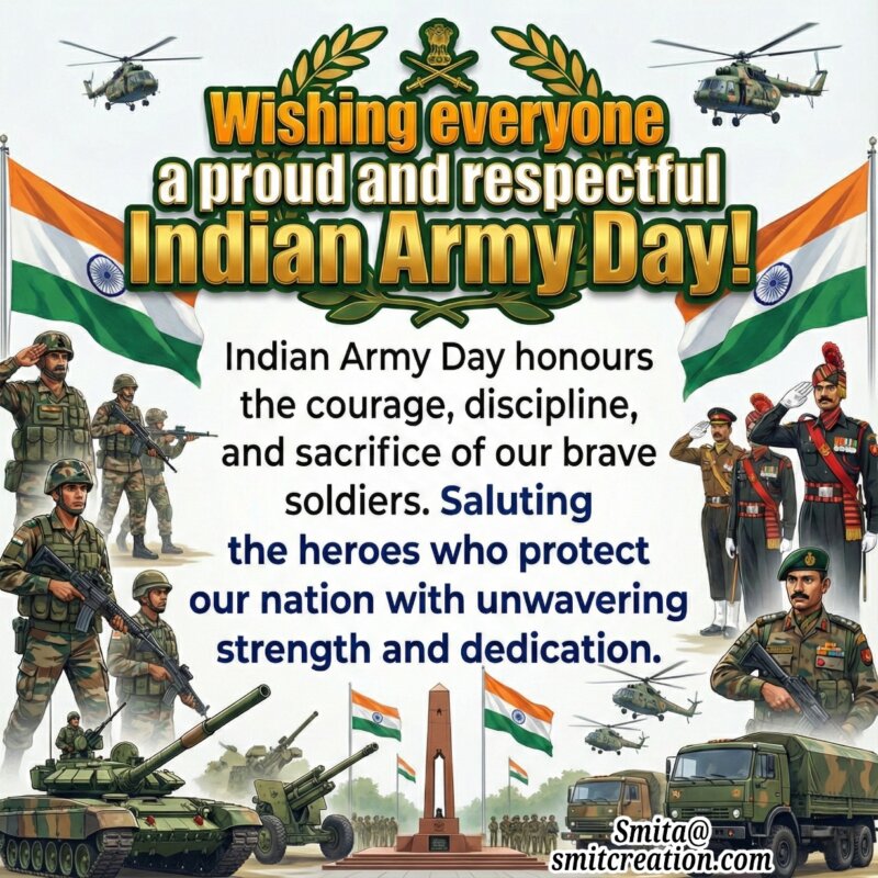 Indian Army Day Message In English Tribute Image