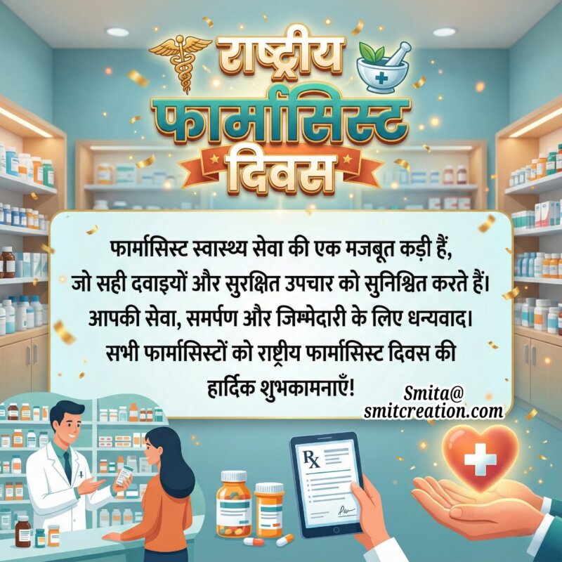 Rashtriya Pharmacist Diwas Sandesh Hindi Image