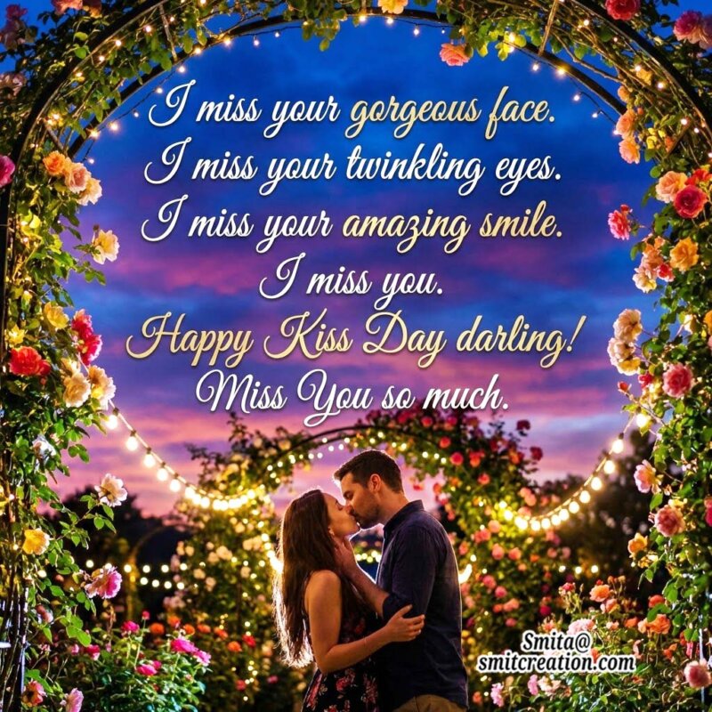 Happy Kiss Day Miss You Card For Her