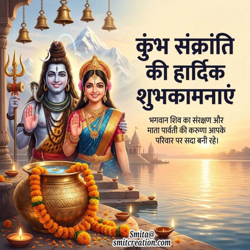 Kumbha Sankranti Shiv Parvati Hindi Blessing Image