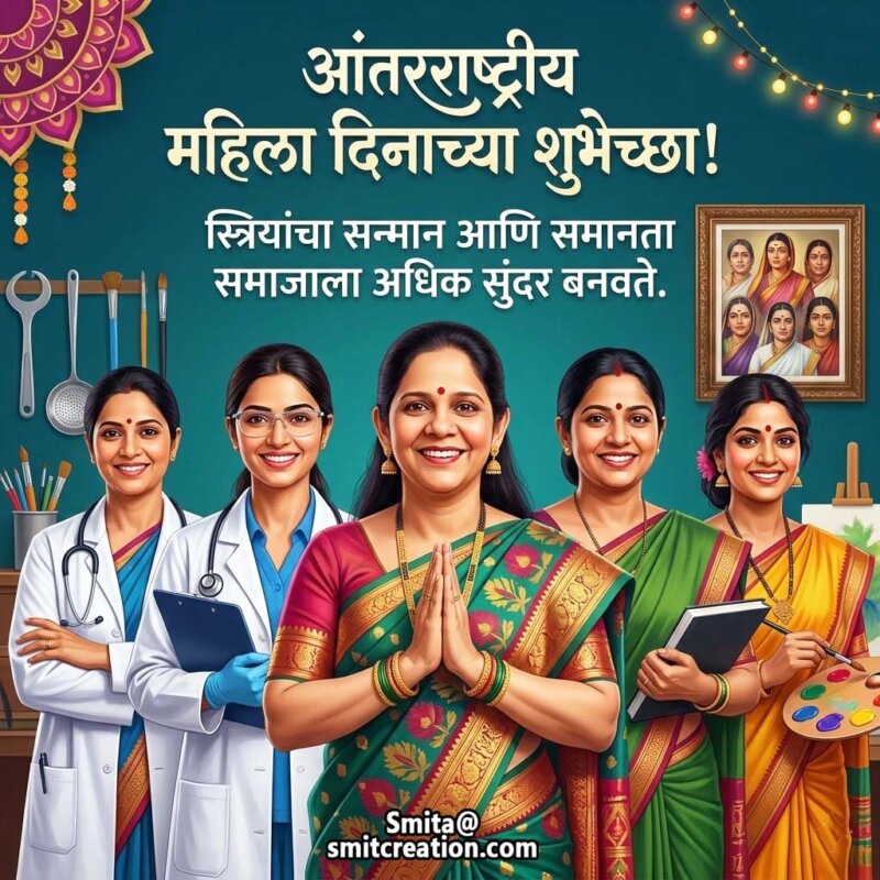 International Womens Day Marathi Greeting Image