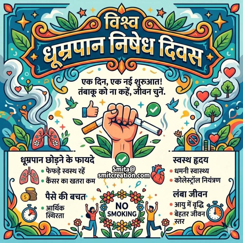 World No Smoking Day Hindi Awareness Poster Image